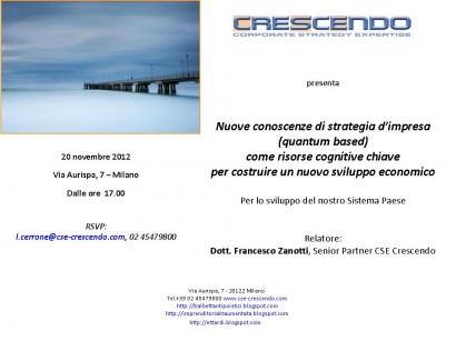 Nuove conoscenze di strategia d’impresa (quantum based) come risorse cognitive chiave per costruire un nuovo sviluppo economico